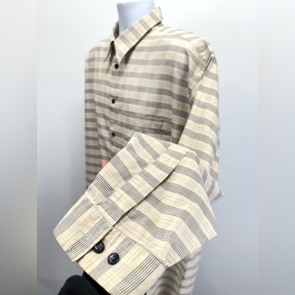 METAPHOR Men’s beige and gray plaid long sleeve button shirt size XL - Picture 3 of 12